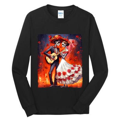 Dia De Los Muertos Skeletons Dancing Mexican Day Of The Dead Tall Long Sleeve T-Shirt