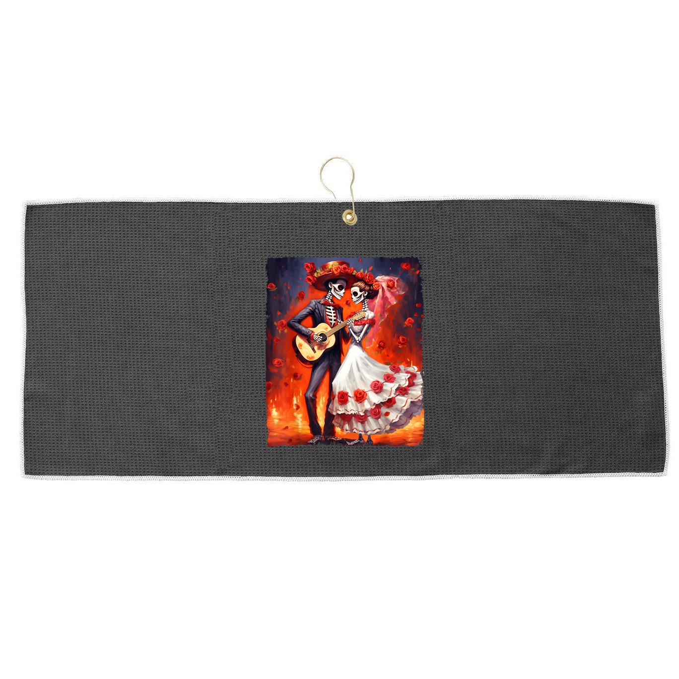 Dia De Los Muertos Skeletons Dancing Mexican Day Of The Dead Large Microfiber Waffle Golf Towel
