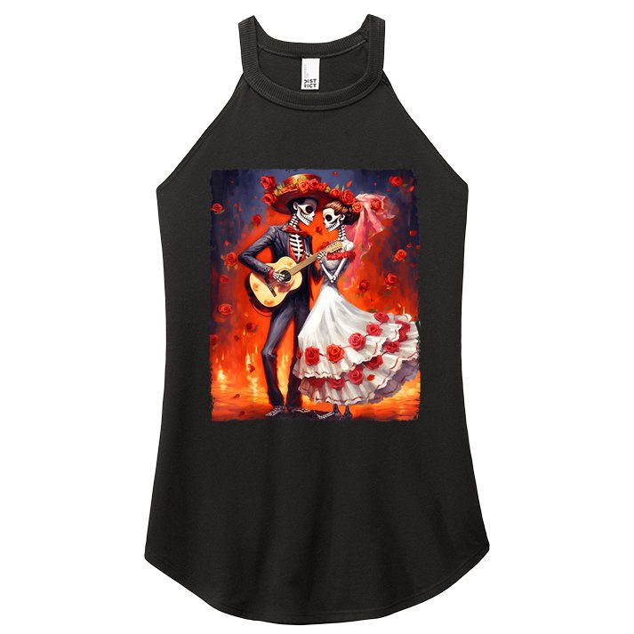 Dia De Los Muertos Skeletons Dancing Mexican Day Of The Dead Women's Perfect Tri Rocker Tank