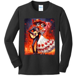 Dia De Los Muertos Skeletons Dancing Mexican Day Of The Dead Kids Long Sleeve Shirt