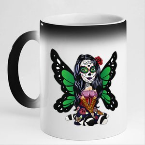 DíA De Los Muertos La Catrina Day Of The Dead Sugar Skull 11oz Black Color Changing Mug