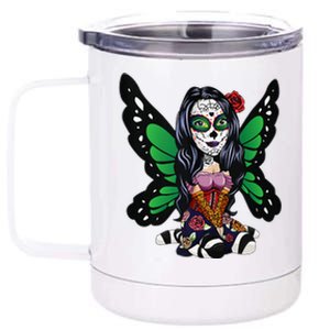 DíA De Los Muertos La Catrina Day Of The Dead Sugar Skull 12 oz Stainless Steel Tumbler Cup