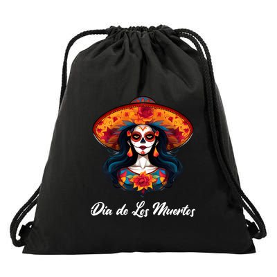 Dia De Los Muertos Day Of The Dead Festive Drawstring Bag