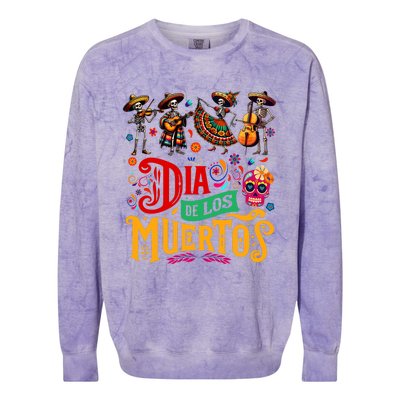 Dia De Los Muertos Mexican Skeletons Instrumentalist Dancing Colorblast Crewneck Sweatshirt