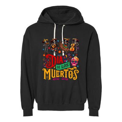 Dia De Los Muertos Mexican Skeletons Instrumentalist Dancing Garment-Dyed Fleece Hoodie