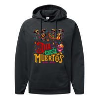 Dia De Los Muertos Mexican Skeletons Instrumentalist Dancing Performance Fleece Hoodie