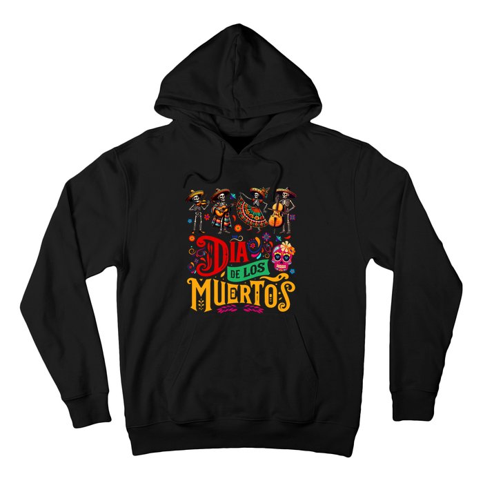 Dia De Los Muertos Mexican Skeletons Instrumentalist Dancing Hoodie