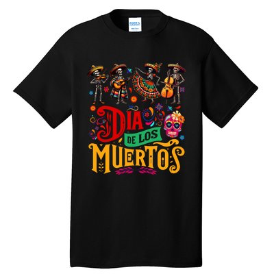 Dia De Los Muertos Mexican Skeletons Instrumentalist Dancing Tall T-Shirt