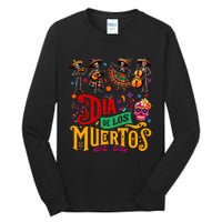 Dia De Los Muertos Mexican Skeletons Instrumentalist Dancing Tall Long Sleeve T-Shirt