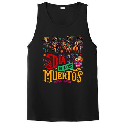 Dia De Los Muertos Mexican Skeletons Instrumentalist Dancing PosiCharge Competitor Tank