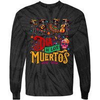 Dia De Los Muertos Mexican Skeletons Instrumentalist Dancing Tie-Dye Long Sleeve Shirt