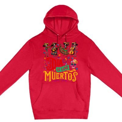 Dia De Los Muertos Mexican Skeletons Instrumentalist Dancing Premium Pullover Hoodie