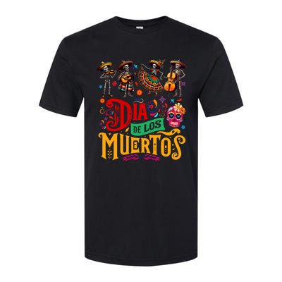 Dia De Los Muertos Mexican Skeletons Instrumentalist Dancing Softstyle CVC T-Shirt