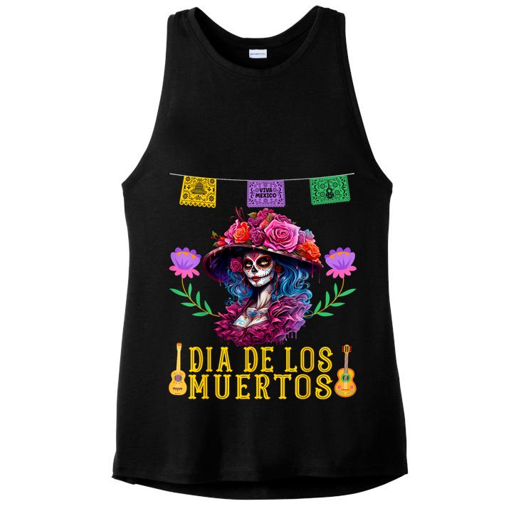 Dia De Los Muertos Costume Day Of The Dead Ladies PosiCharge Tri-Blend Wicking Tank
