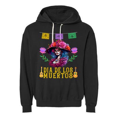 Dia De Los Muertos Costume Day Of The Dead Garment-Dyed Fleece Hoodie