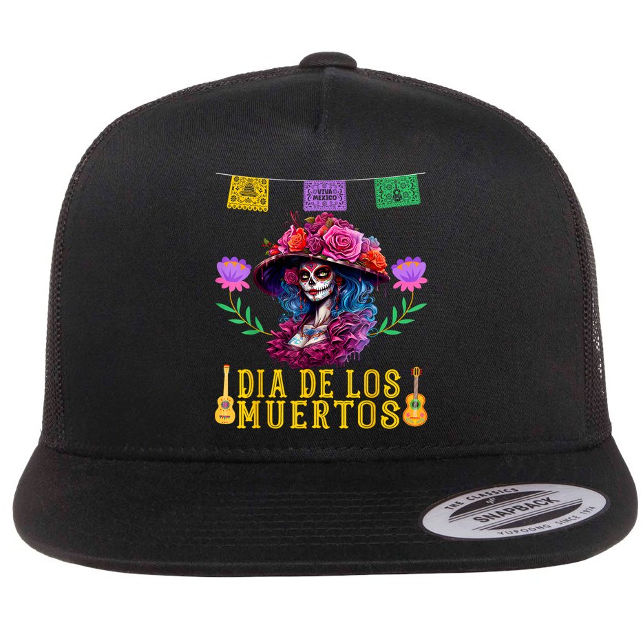 Dia De Los Muertos Costume Day Of The Dead Flat Bill Trucker Hat