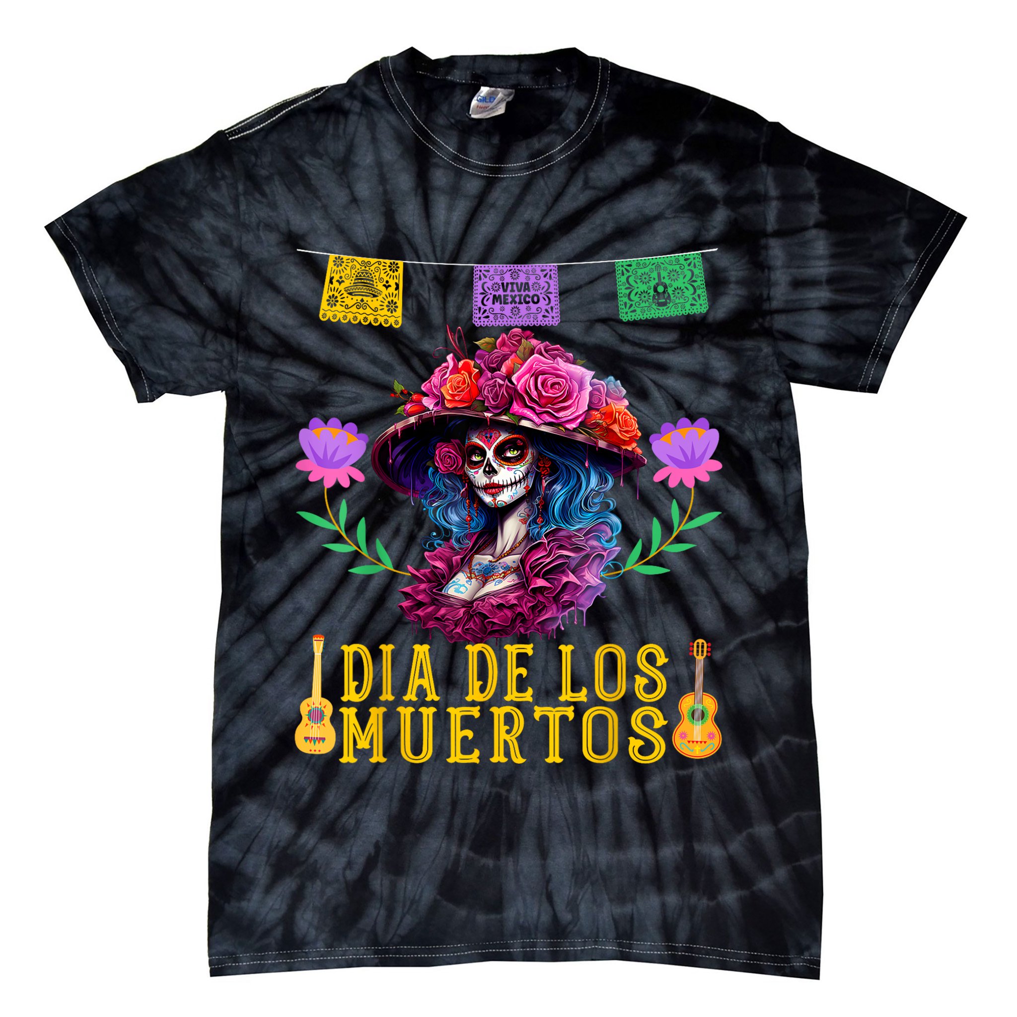 Dia De Los Muertos Costume Day Of The Dead Tie-Dye T-Shirt