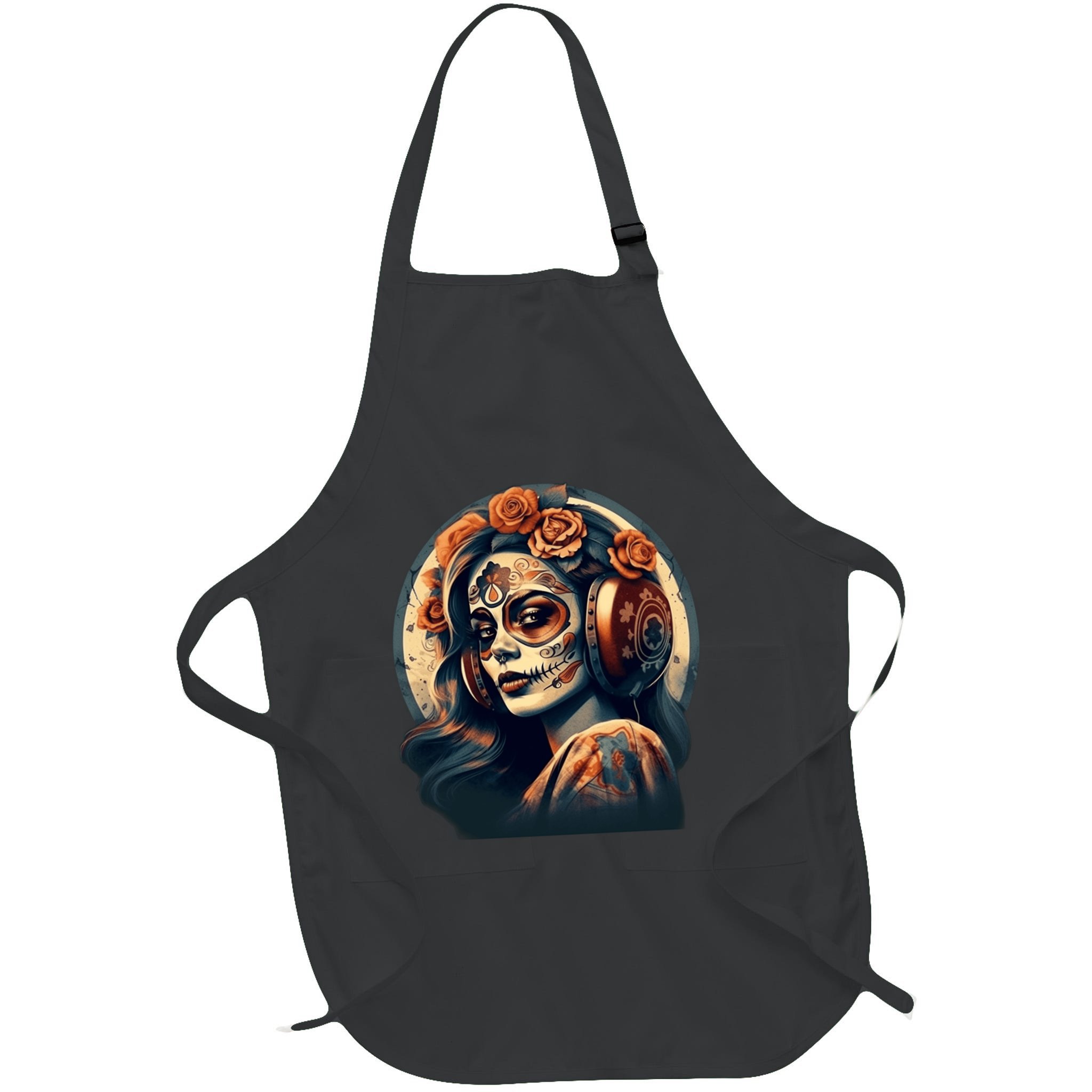 Dia De Los Muertos Calavera Retro Bomber Pinup Sugar Skull Apron