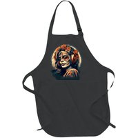 Dia De Los Muertos Calavera Retro Bomber Pinup Sugar Skull Full-Length Apron With Pockets