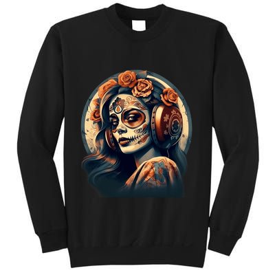Dia De Los Muertos Calavera Retro Bomber Pinup Sugar Skull Sweatshirt
