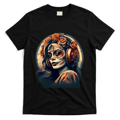 Dia De Los Muertos Calavera Retro Bomber Pinup Sugar Skull T-Shirt