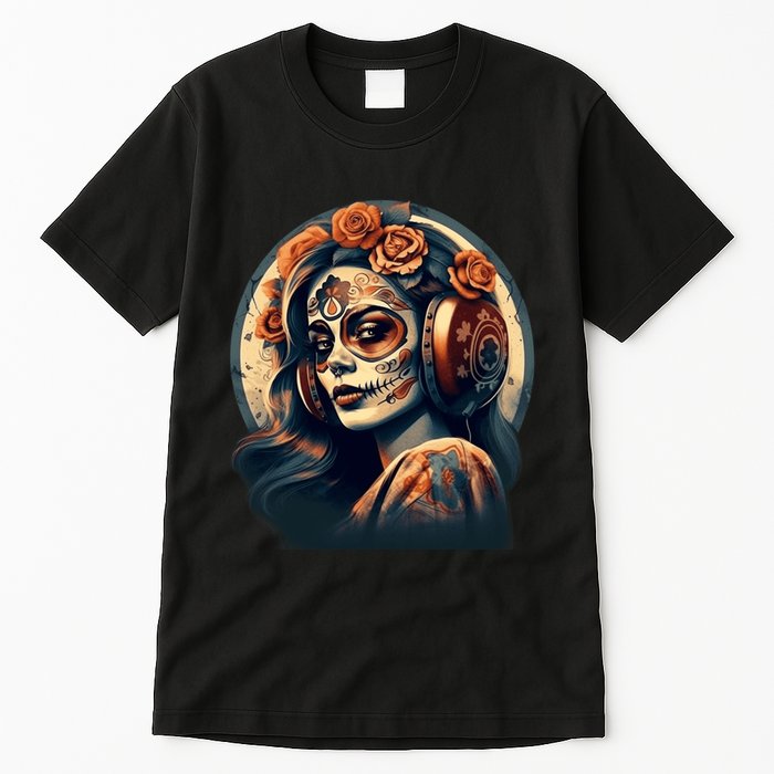 Dia De Los Muertos Calavera Retro Bomber Pinup Sugar Skull Tall T-Shirt