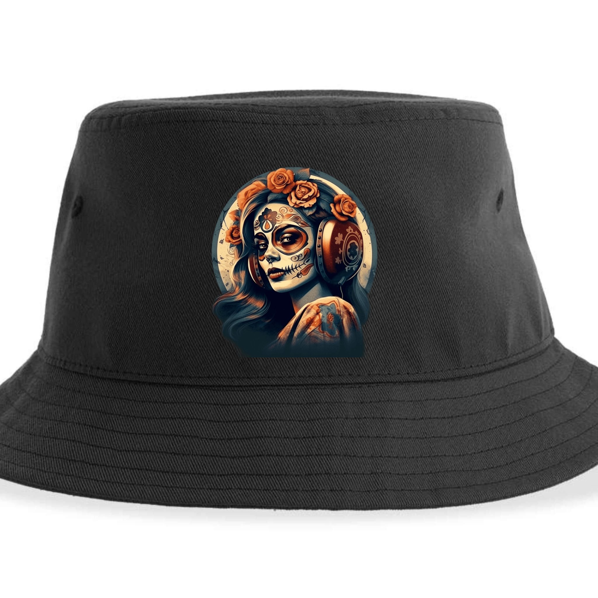 Dia De Los Muertos Calavera Retro Bomber Pinup Sugar Skull Sustainable Bucket Hat