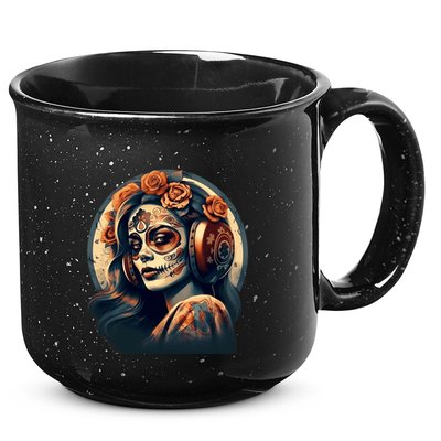 Dia De Los Muertos Calavera Retro Bomber Pinup Sugar Skull 15oz Campfire Ceramic Mug