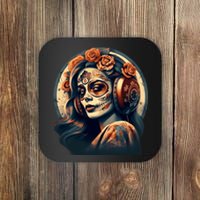 Dia De Los Muertos Calavera Retro Bomber Pinup Sugar Skull Coaster