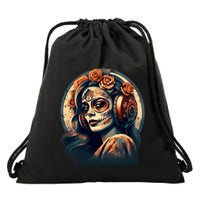 Dia De Los Muertos Calavera Retro Bomber Pinup Sugar Skull Drawstring Bag