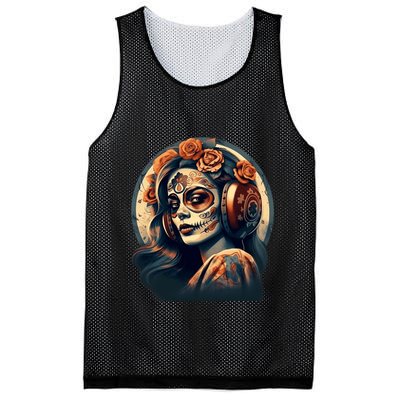 Dia De Los Muertos Calavera Retro Bomber Pinup Sugar Skull Mesh Reversible Basketball Jersey Tank