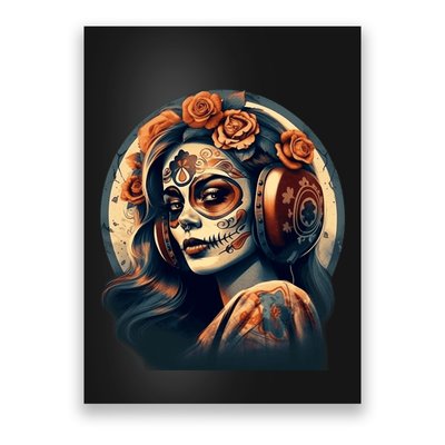 Dia De Los Muertos Calavera Retro Bomber Pinup Sugar Skull Poster