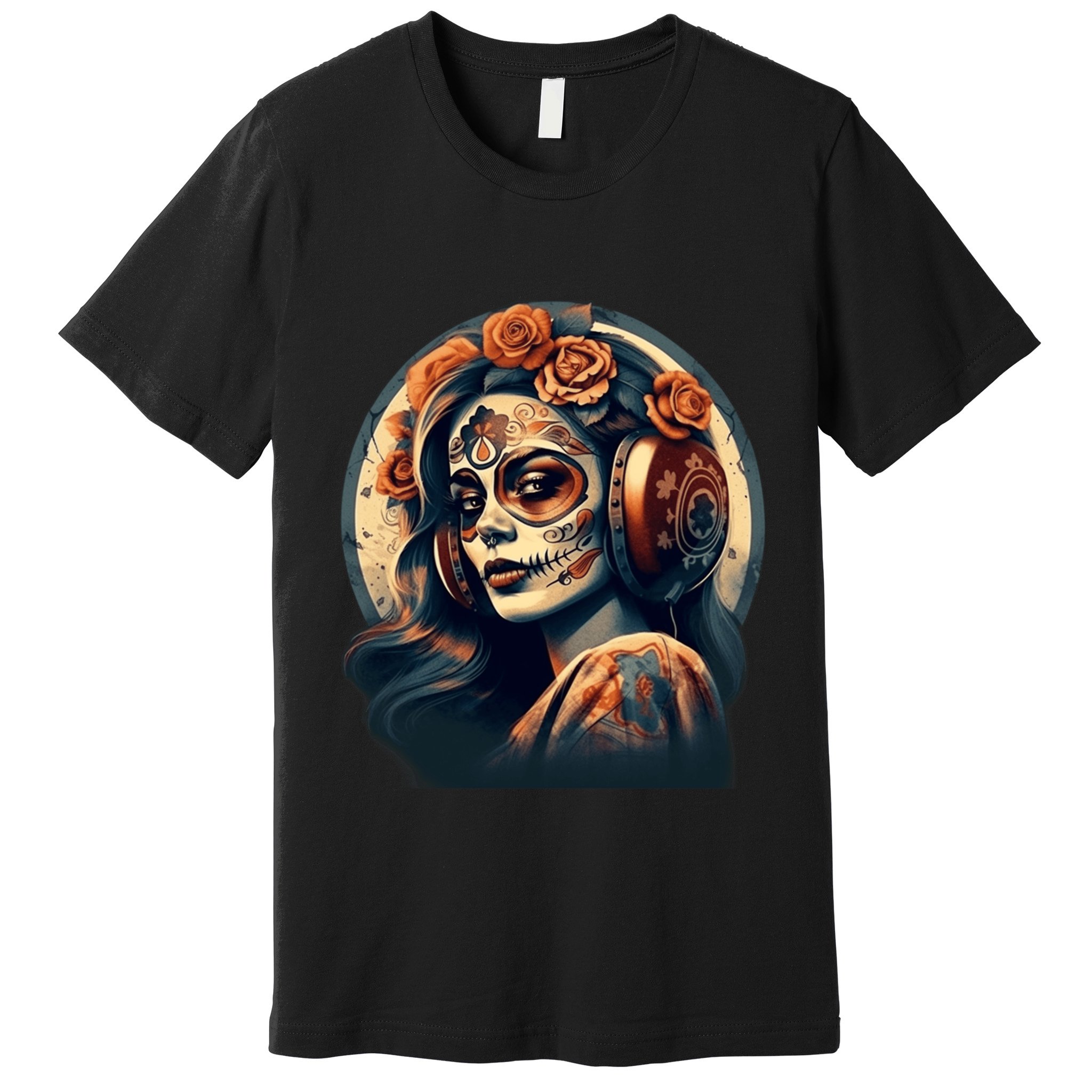 Dia De Los Muertos Calavera Retro Bomber Pinup Sugar Skull Premium T-Shirt