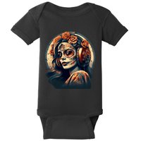 Dia De Los Muertos Calavera Retro Bomber Pinup Sugar Skull Baby Bodysuit