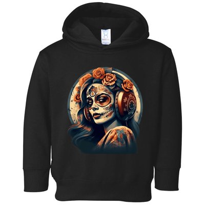 Dia De Los Muertos Calavera Retro Bomber Pinup Sugar Skull Toddler Hoodie