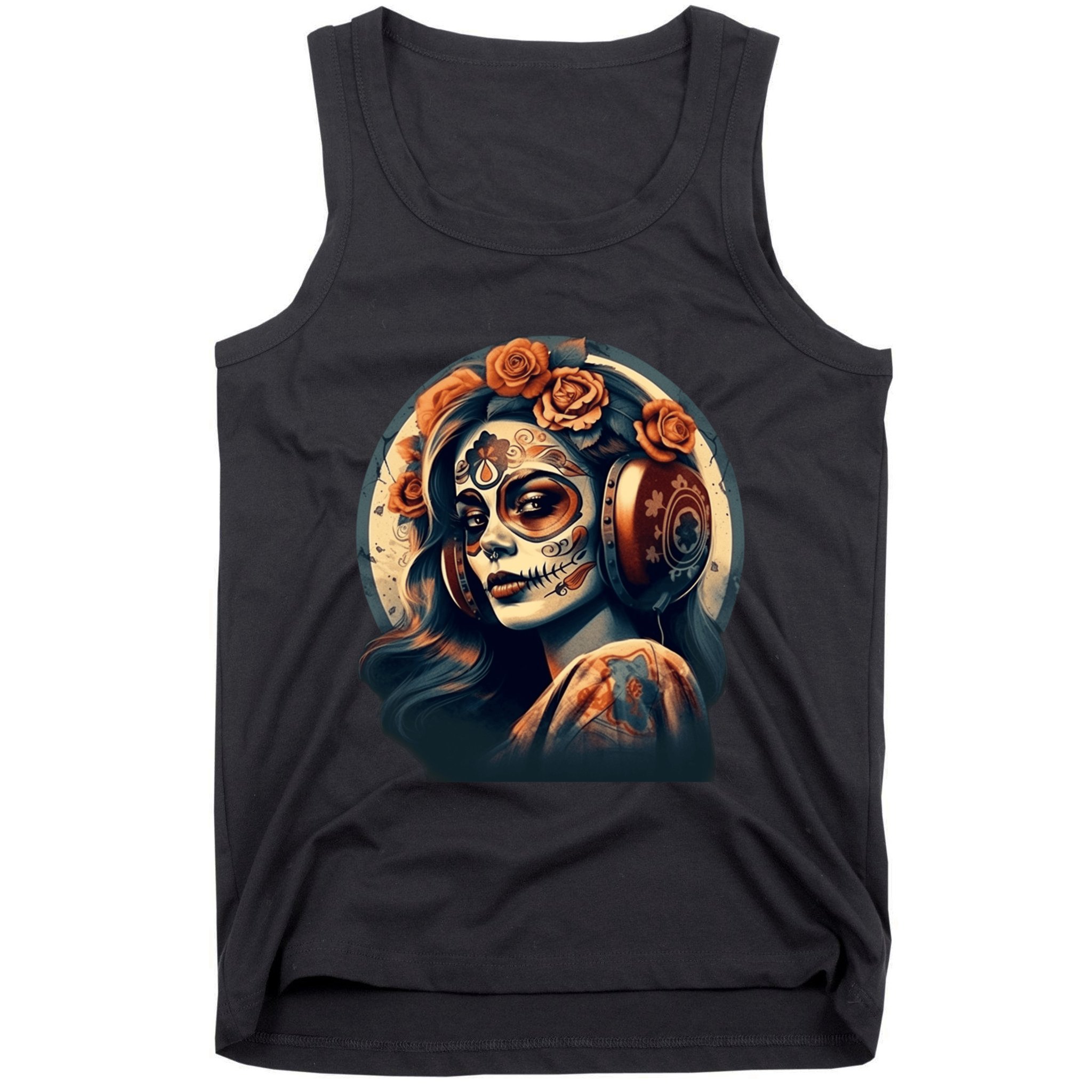 Dia De Los Muertos Calavera Retro Bomber Pinup Sugar Skull Tank Top