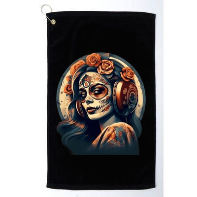 Dia De Los Muertos Calavera Retro Bomber Pinup Sugar Skull Golf Towel