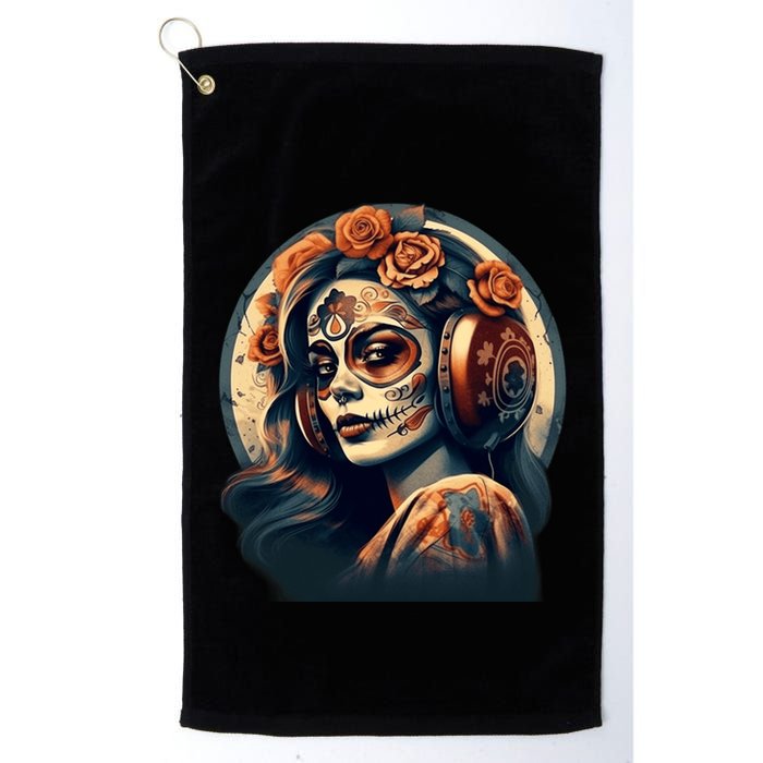 Dia De Los Muertos Calavera Retro Bomber Pinup Sugar Skull Golf Towel
