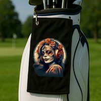 Dia De Los Muertos Calavera Retro Bomber Pinup Sugar Skull Golf Towel