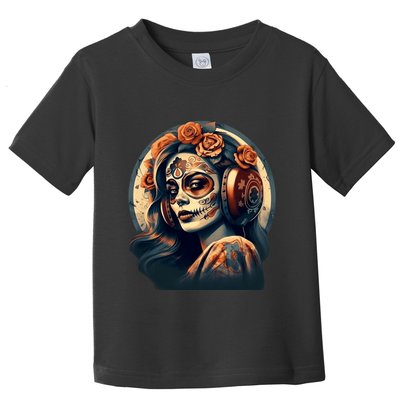 Dia De Los Muertos Calavera Retro Bomber Pinup Sugar Skull Toddler T-Shirt