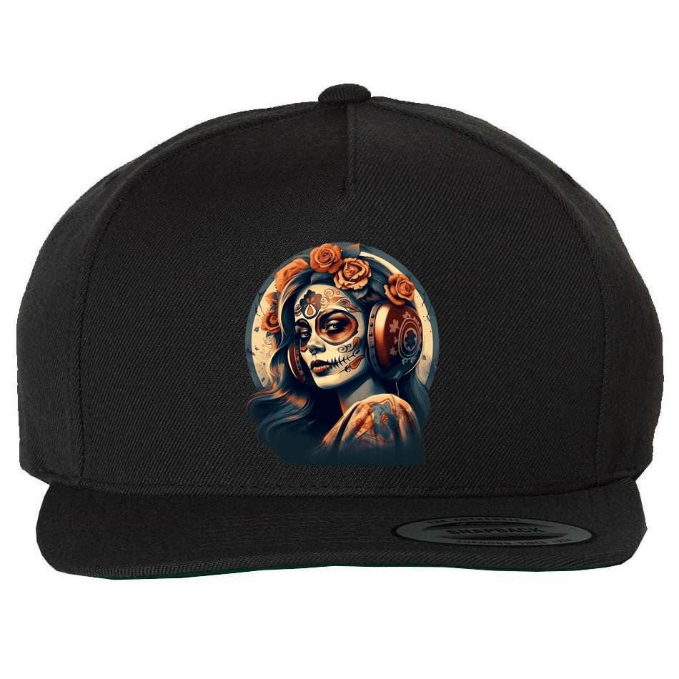 Dia De Los Muertos Calavera Retro Bomber Pinup Sugar Skull Wool Snapback Cap