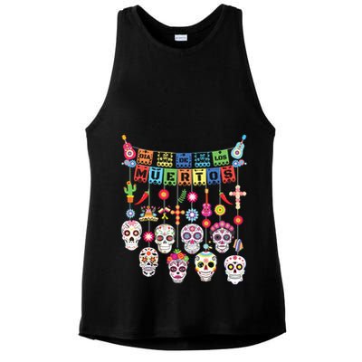 Dia De Los Muertos Funny Day Of The Dead Hanging Skulls Ladies PosiCharge Tri-Blend Wicking Tank