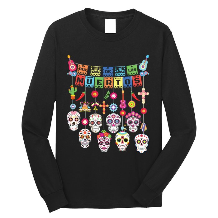 Dia De Los Muertos Funny Day Of The Dead Hanging Skulls Long Sleeve Shirt