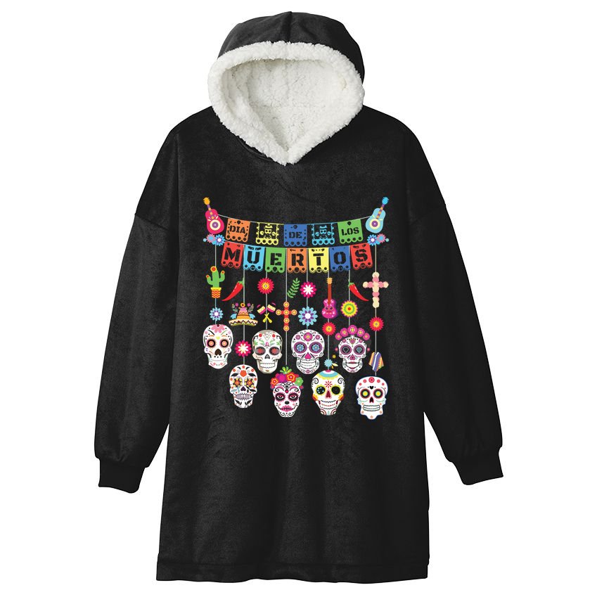 Dia De Los Muertos Funny Day Of The Dead Hanging Skulls Hooded Wearable Blanket