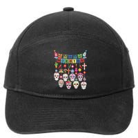 Dia De Los Muertos Funny Day Of The Dead Hanging Skulls 7-Panel Snapback Hat
