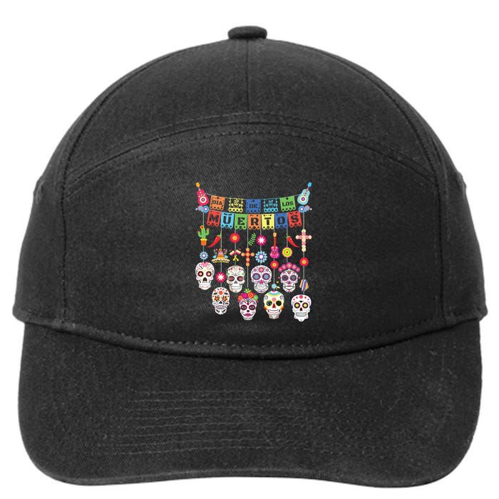 Dia De Los Muertos Funny Day Of The Dead Hanging Skulls 7-Panel Snapback Hat