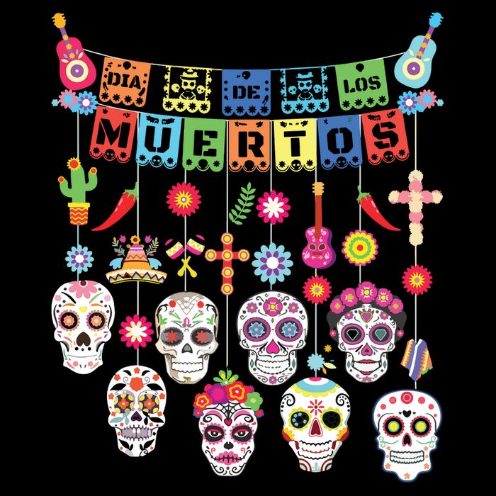 Dia De Los Muertos Funny Day Of The Dead Hanging Skulls 7-Panel Snapback Hat