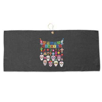 Dia De Los Muertos Funny Day Of The Dead Hanging Skulls Large Microfiber Waffle Golf Towel