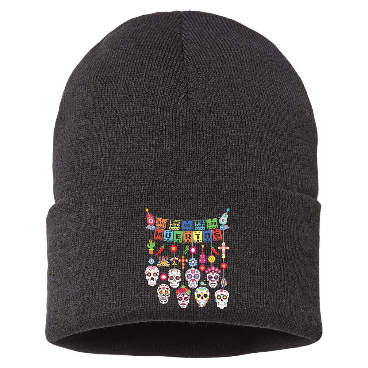 Dia De Los Muertos Funny Day Of The Dead Hanging Skulls Sustainable Knit Beanie