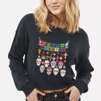 Dia De Los Muertos Funny Day Of The Dead Hanging Skulls Cropped Pullover Crew